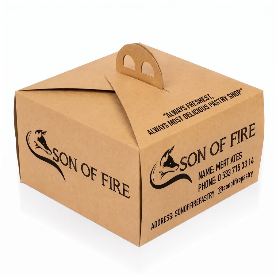 Kraft Cake Box with Handle — Size 0, Printed