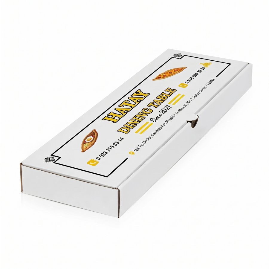 White Corrugated Pide Box, Printed